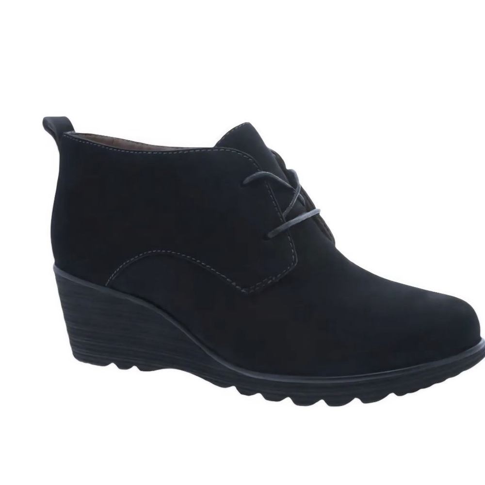 DANSKO Cadee Black Suede Lace Up Wedge Ankle Boots Size 38 7.5